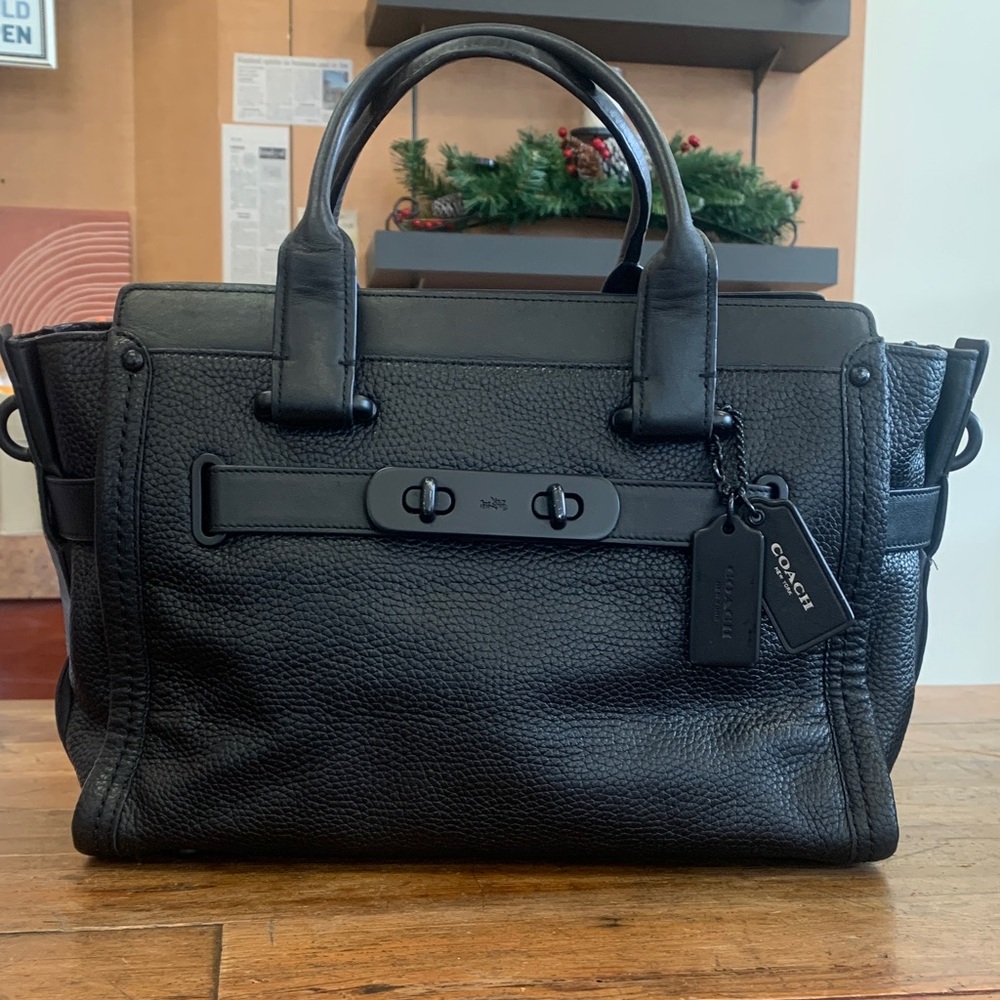 Coach Black Pebbled Leather Satchel